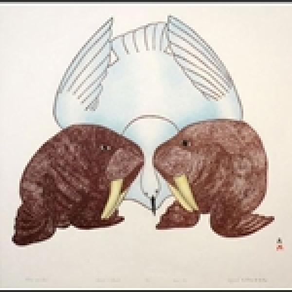Walrus and Bird by Mayoreak Ashoona