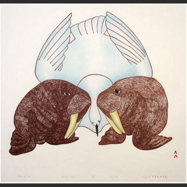 Walrus and Bird by Mayoreak Ashoona