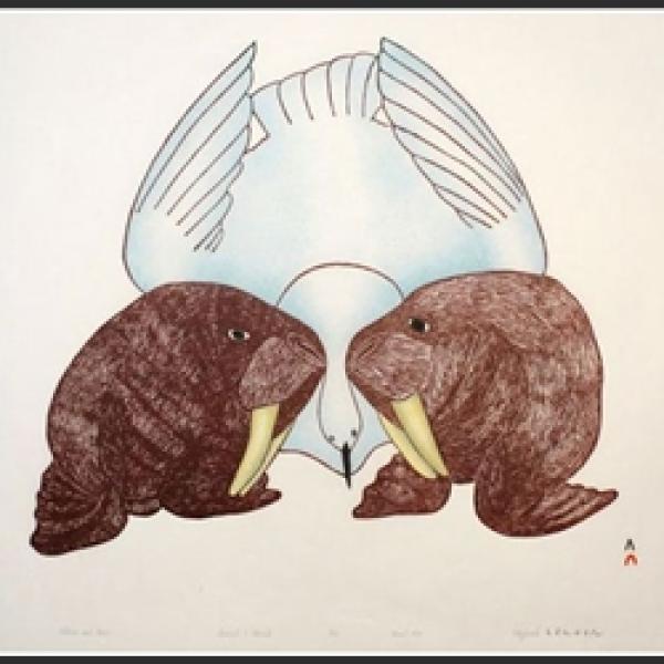 Walrus and Bird by Mayoreak Ashoona