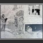 Children by the House, China Ink by Marc Tremblay