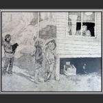 Children by the House, China Ink by Marc Tremblay