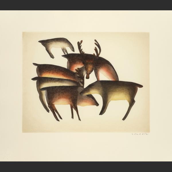 Caribou Gather by Mayoreak Ashoona