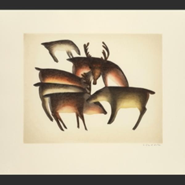Caribou Gather by Mayoreak Ashoona