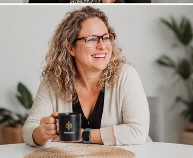 Sabrina Tessier, tasse à la main