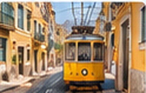 Tramway jaune à Lisbonne