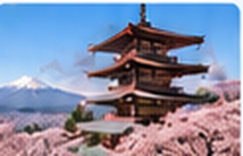 Pagode et cerisiers en fleurs au Japon